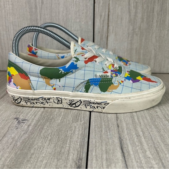 Vans Era ‘Save Our Planet’ World Globe Map Lace Up Sneaker Women’s Sizes 7 - Picture 3 of 10
